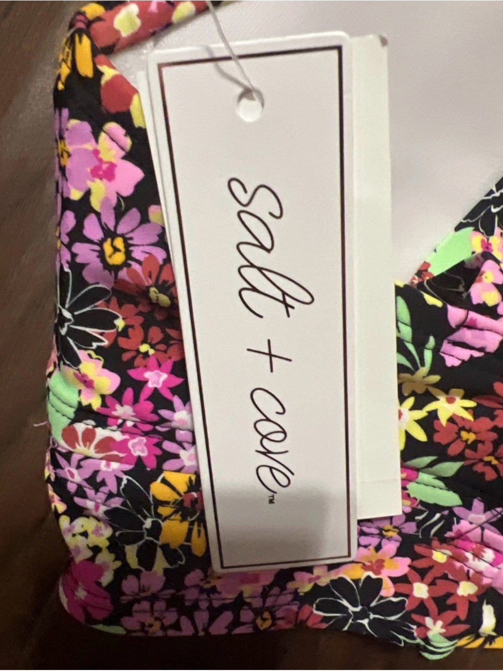 California Waves Salt + Cove Plus Ditsy-Print Bikini Top Size 2 (20/22) - Picture 5 of 7